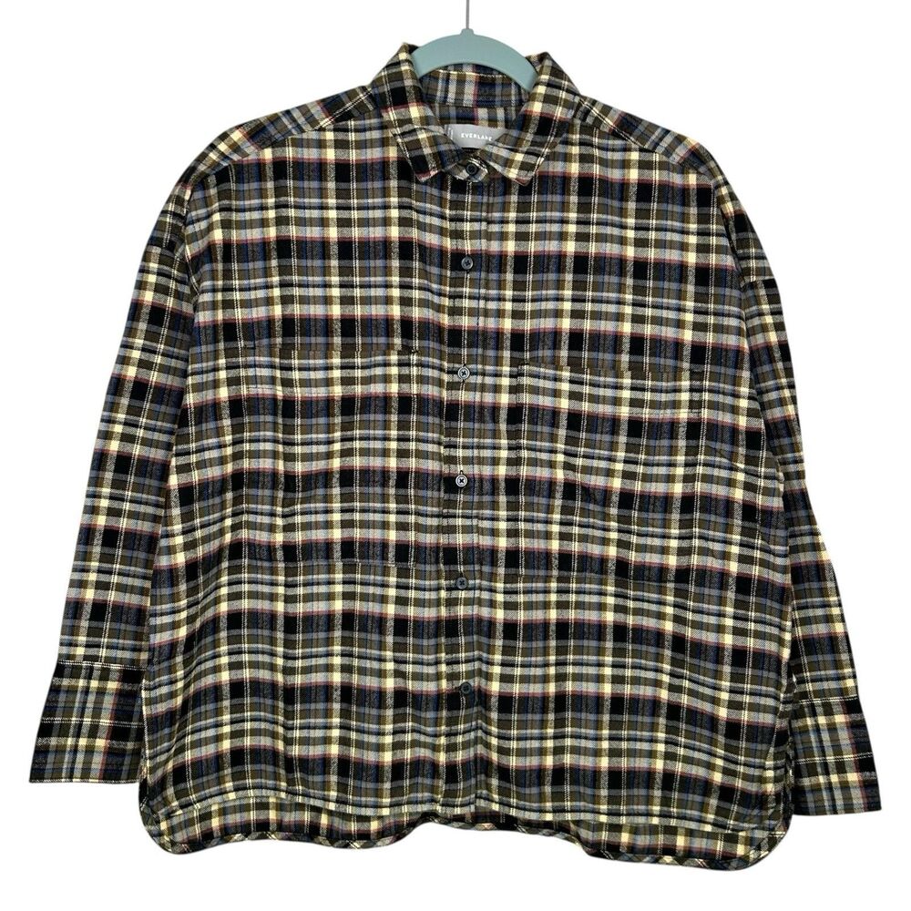 Everlane Flannel Shirt Womens S Plaid Boxy Oversized Button Front Western NWT